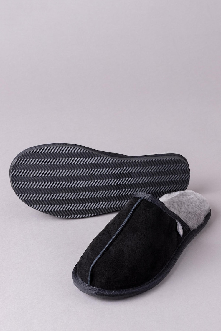 Lakeland Leather Black Mens Sheepskin Slider Slippers - Image 2 of 3