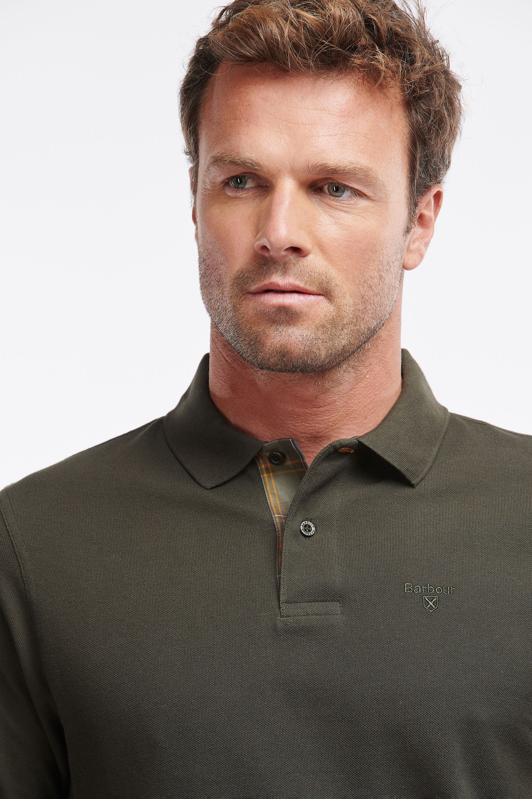 Buy Barbour Green 100 Cotton Essential Long Sleeve Sports Polo Shirt from the Next UK online shop