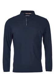 Barbour® Navy 100% Cotton Essential Long Sleeve Sports Polo Shirt - Image 6 of 8