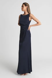 Reiss Navy Mia Drape Front Maxi Dress - Image 4 of 6