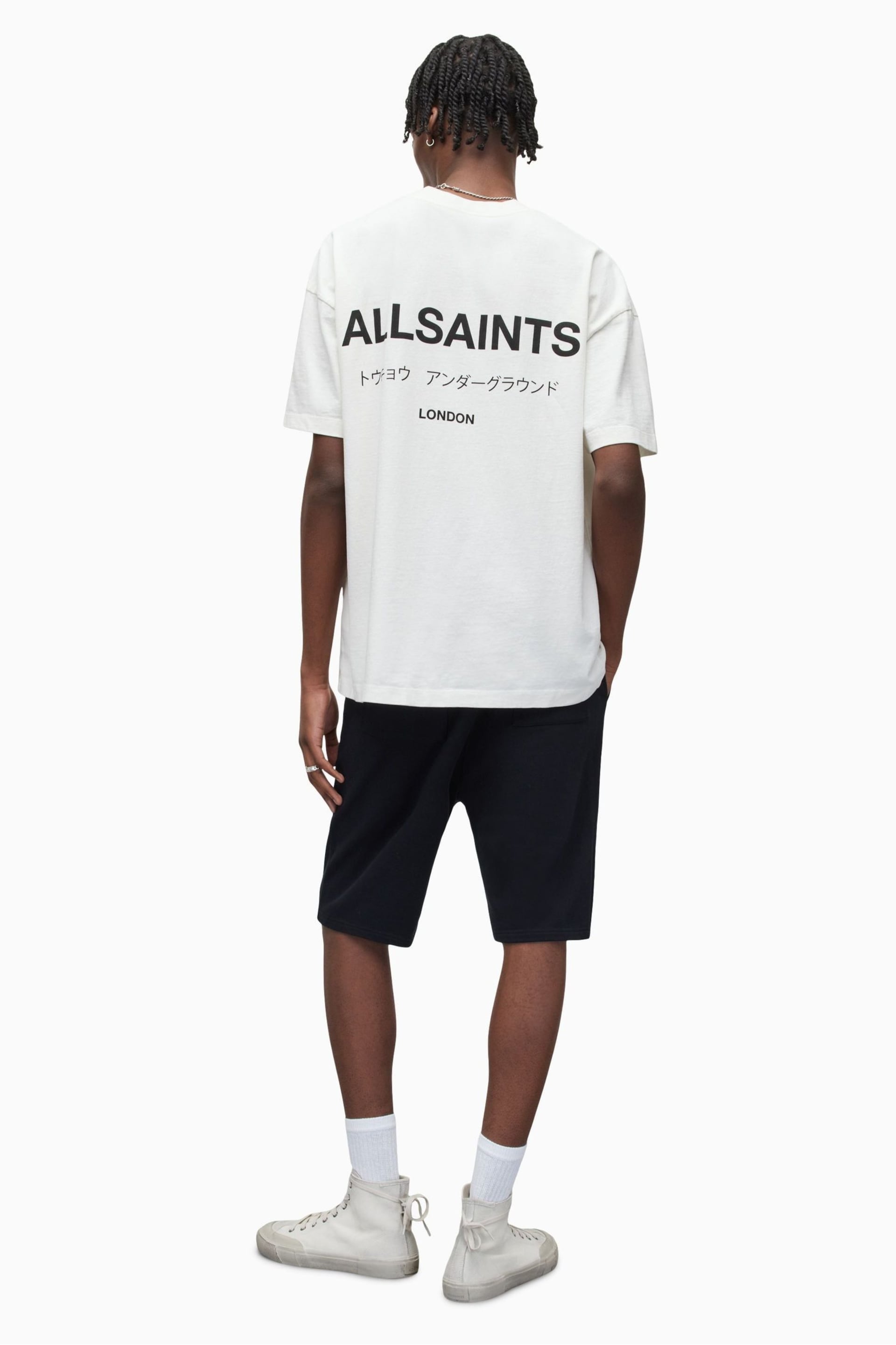 AllSaints Black Underground Sweat Shorts - Image 3 of 6