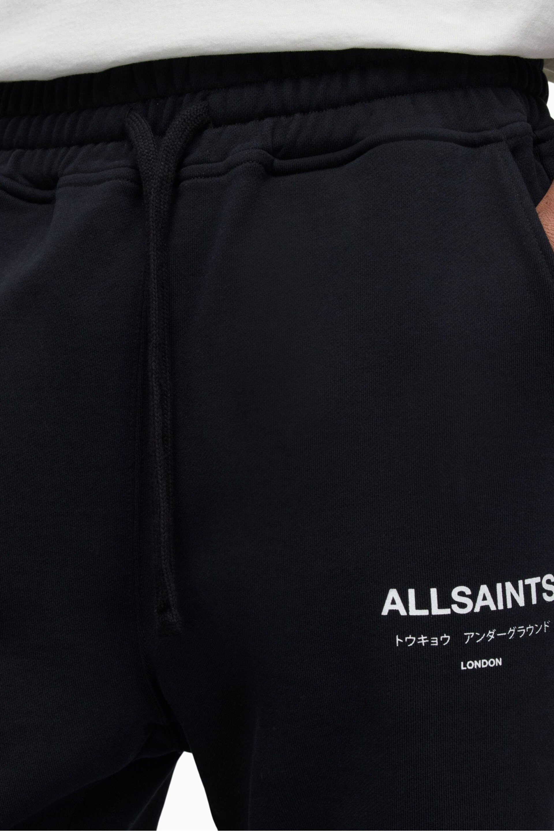 AllSaints Black Underground Sweat Shorts - Image 4 of 6