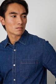 Threadbare Mid Blue Denim Long Sleeve Cotton Shirt - Image 5 of 5