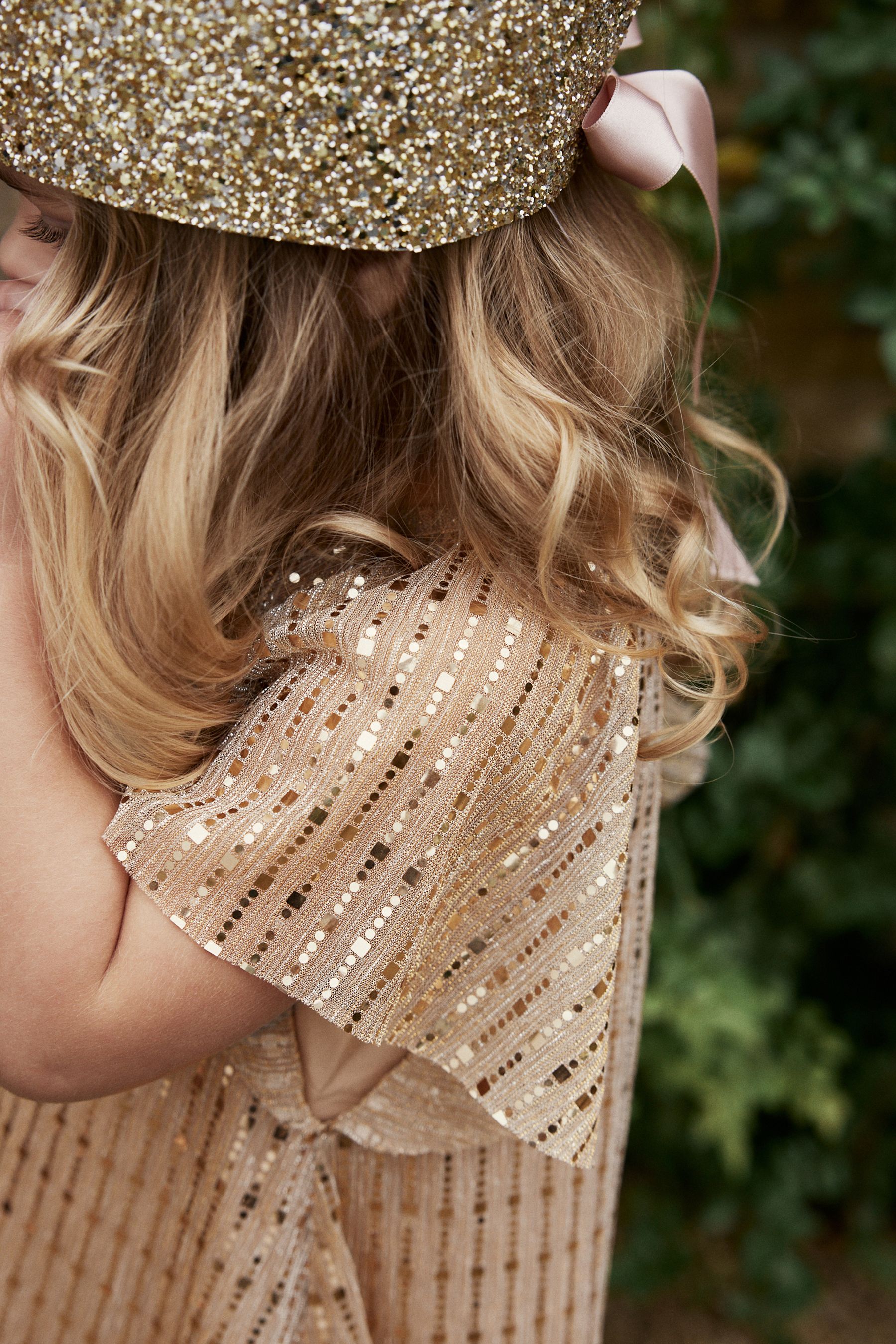 Buy Gold Sequin Party Angel Sleeve Dress 3mths 10yrs from Next Luxembourg
