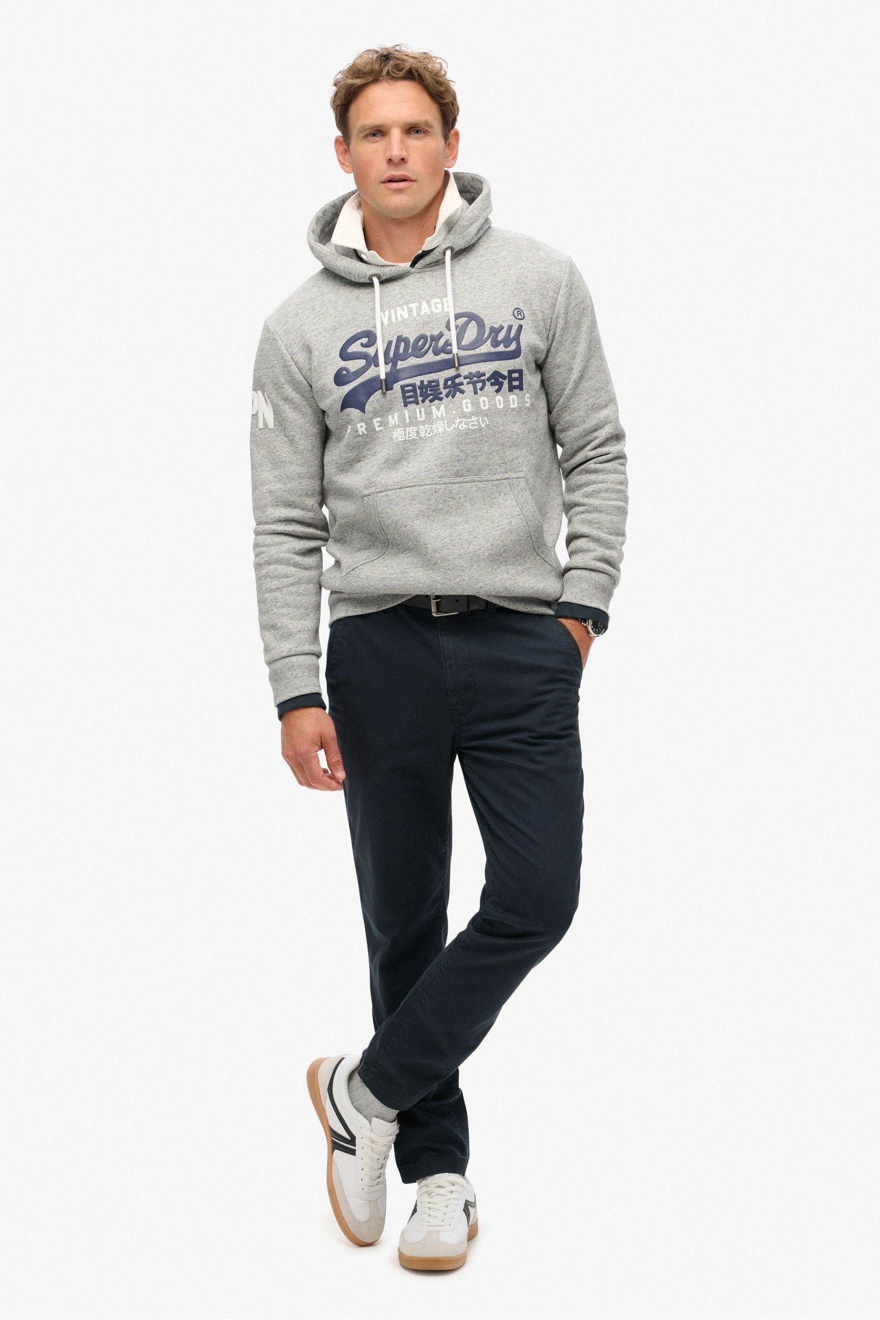 Superdry grey hoodie mens discount