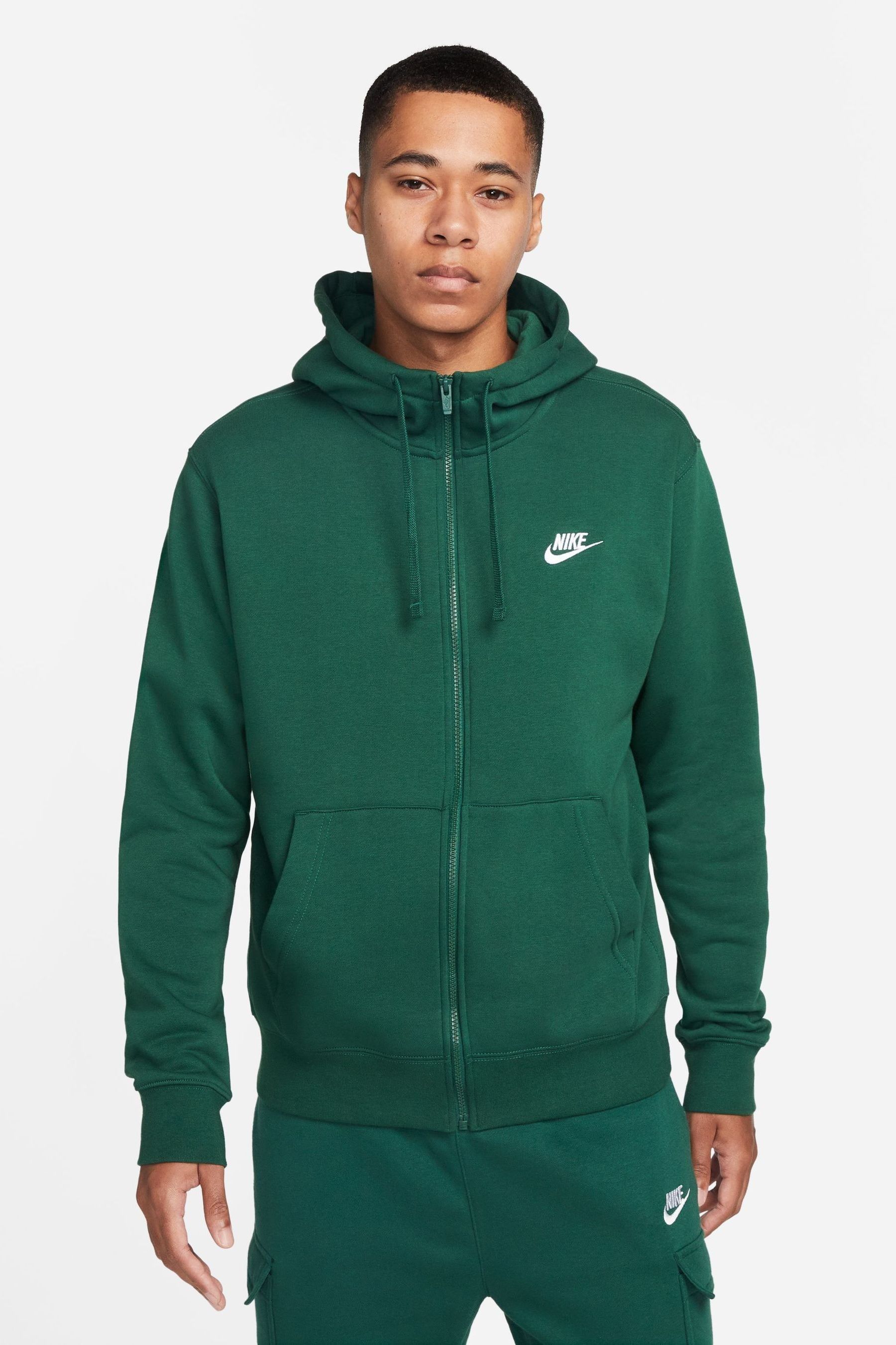 Buy Nike Bottle Green Club Zip Through Hoodie from Next Ireland