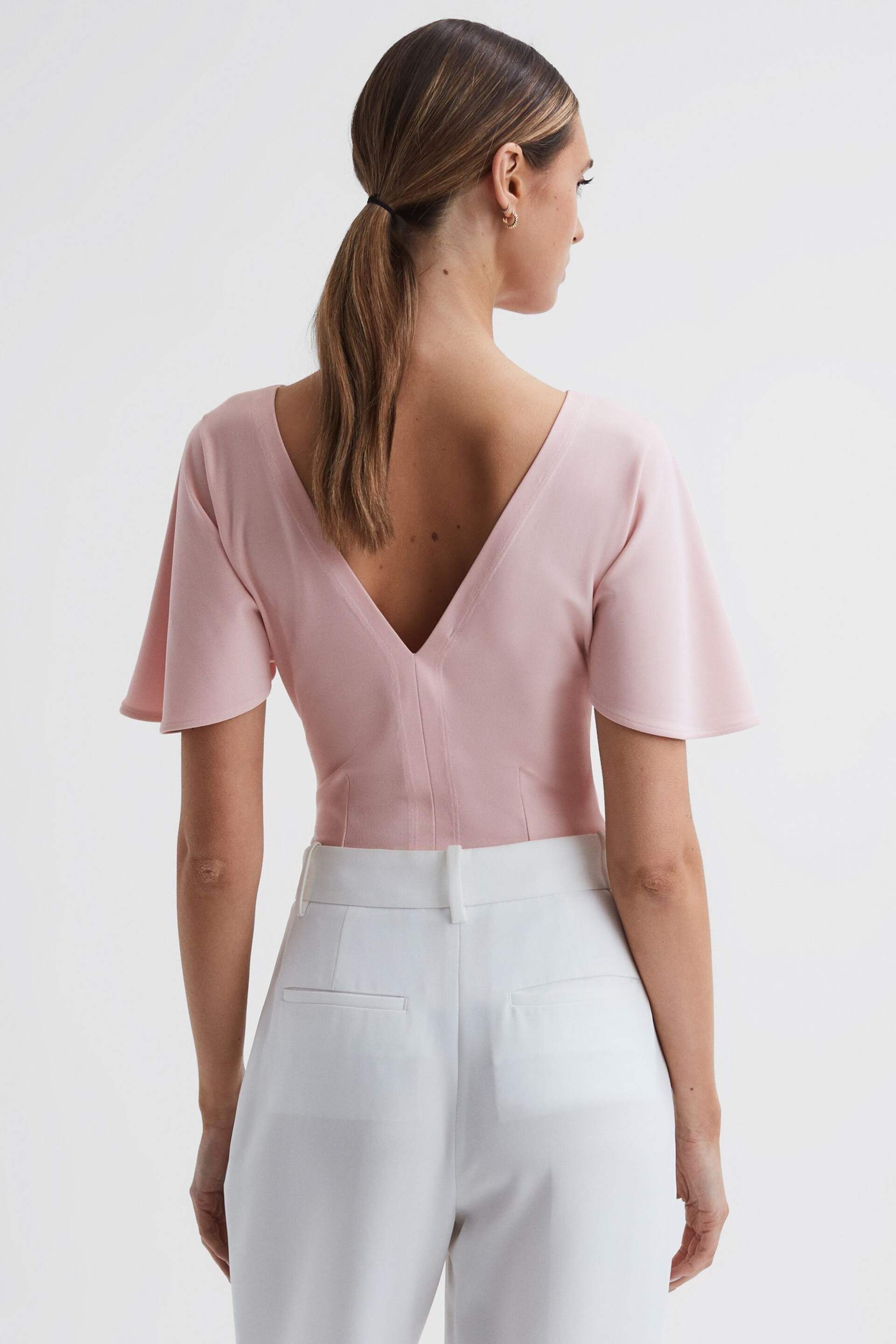 Reiss Light Pink Connie Fluid Sleeve T-Shirt - Image 4 of 4