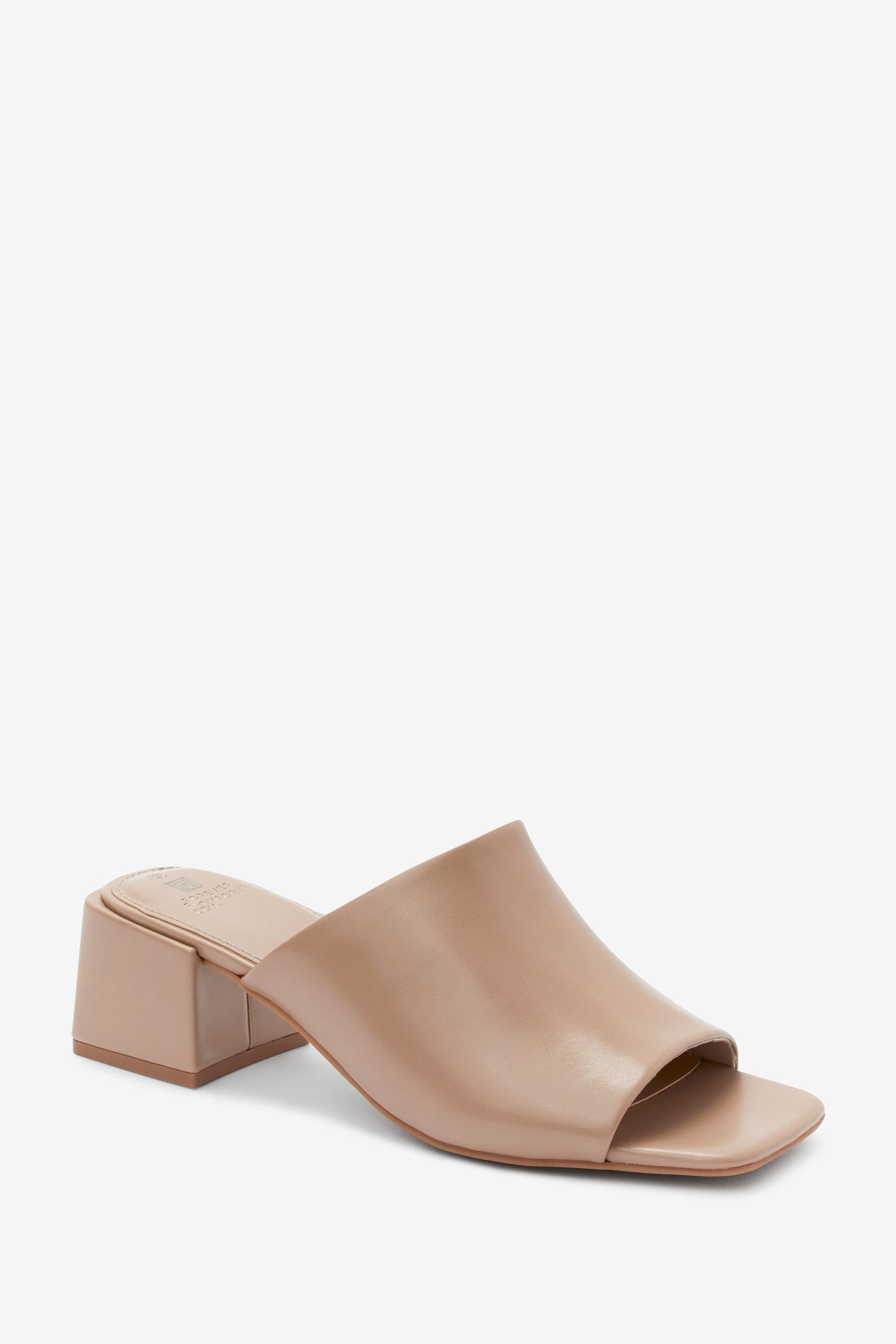 Buy Taupe Brown Extra Wide Fit Forever Comfort Block Heel Mules from Next Luxembourg