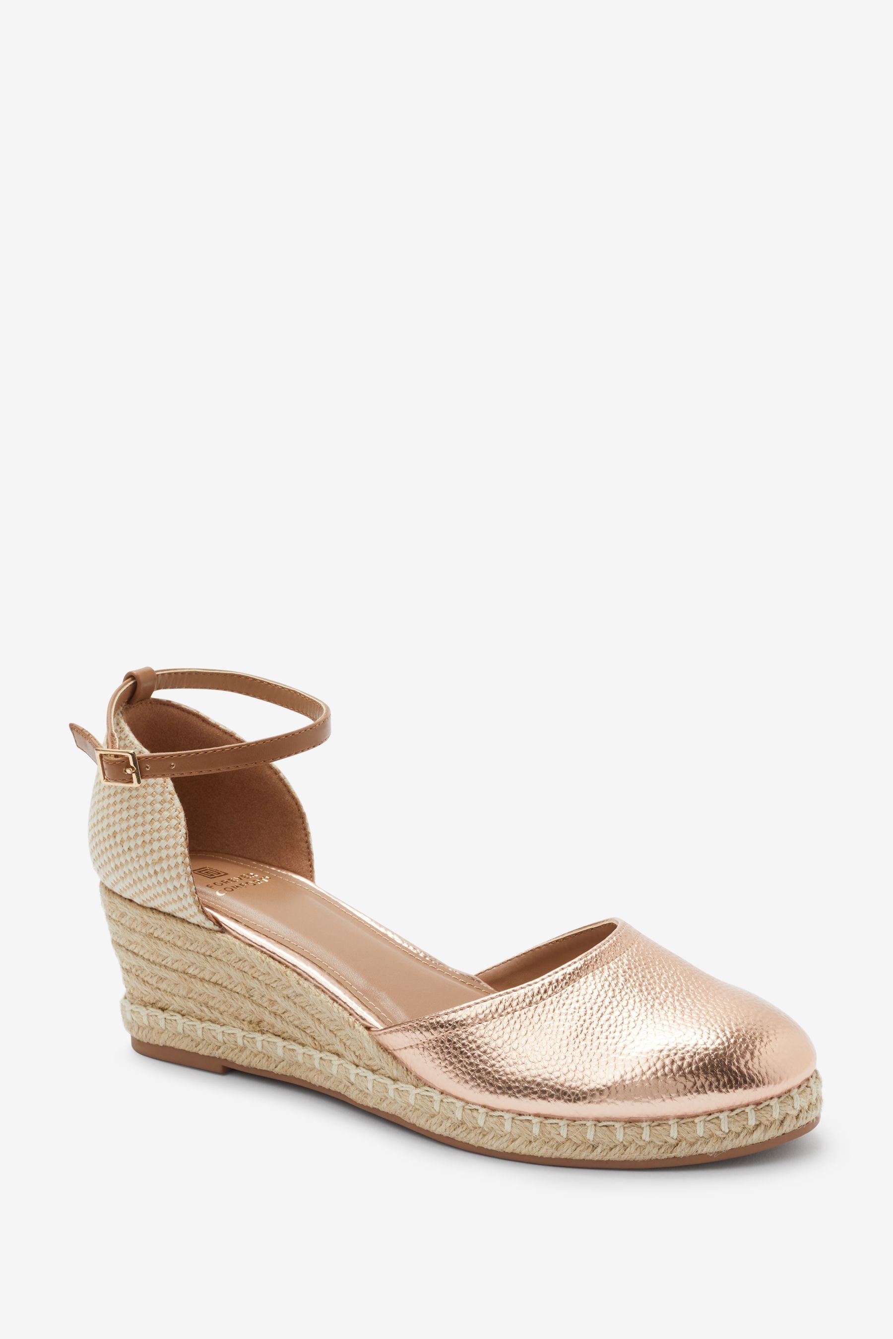 Rose gold wedges closed toe best sale
