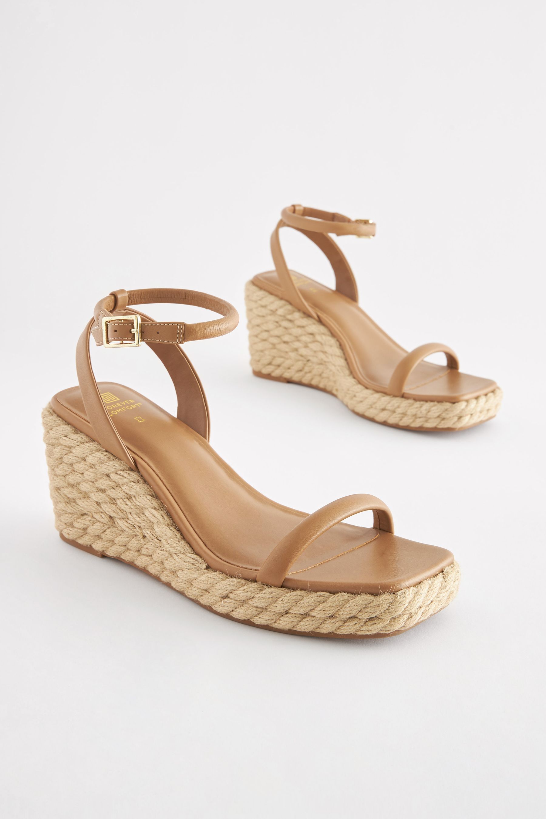 Camel espadrille fashion wedge