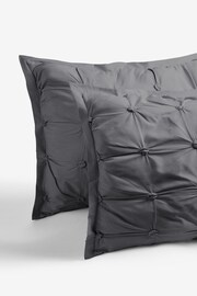 Charcoal Grey Textured Pleats Duvet Cover And Pillowcase Set - Image 5 of 6
