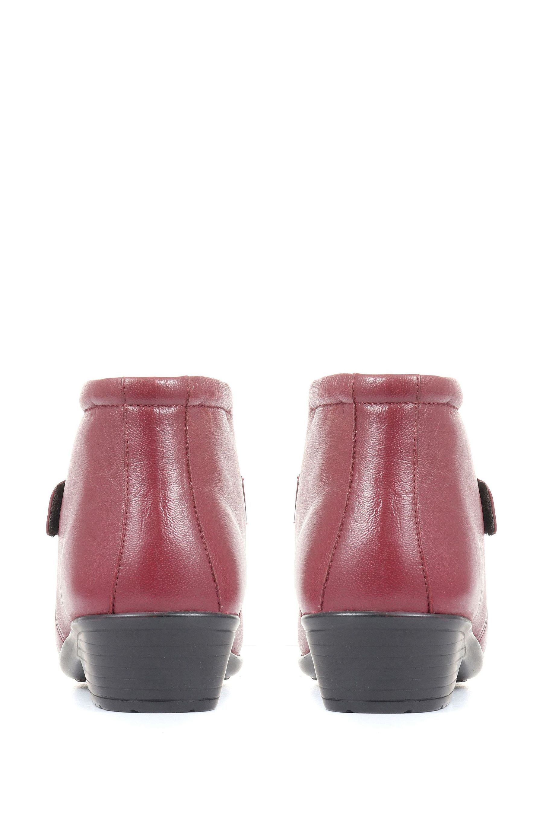 Pavers Red Wide Fit Leather Ladies Ankle Boots