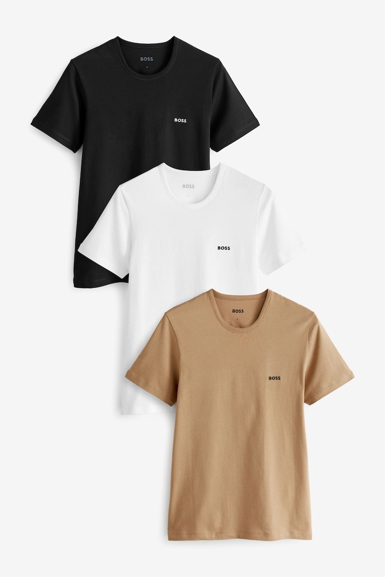 BOSS Black/White/Beige Classic Cotton T-Shirts 3 Pack - Image 1 of 9