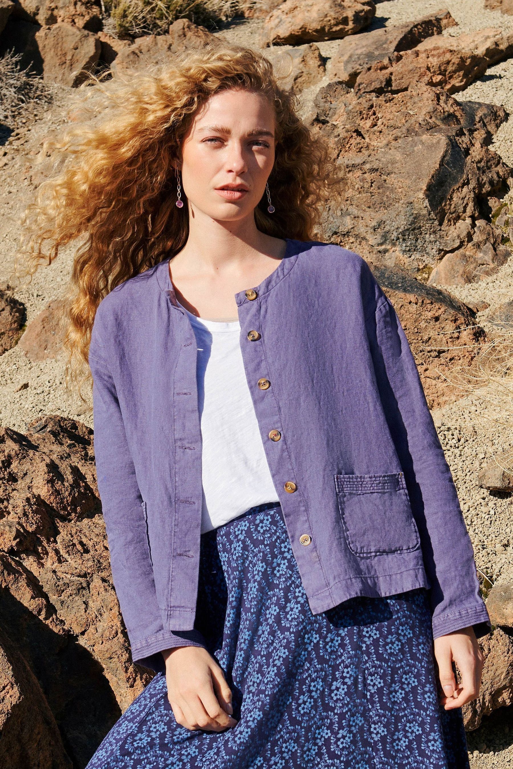 Buy White Stuff Purple Tabby Linen Jacket from Next Lithuania