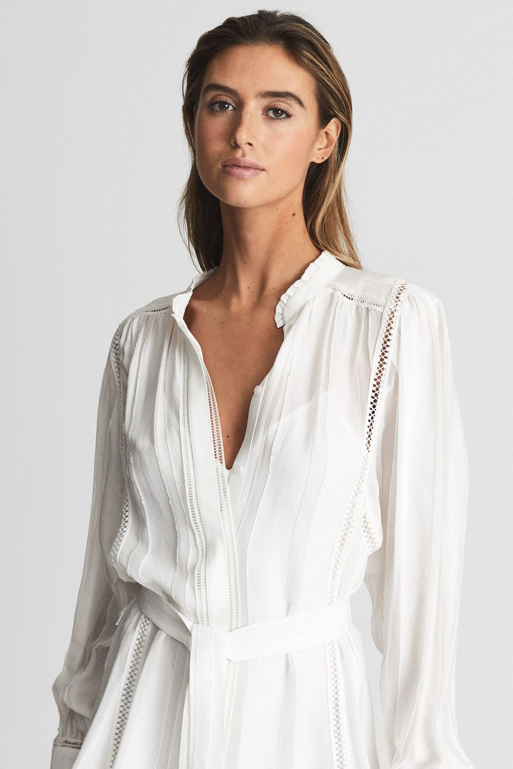 Buy Reiss White Harriet Ladder Trim Flippy Dress from Next Mexico