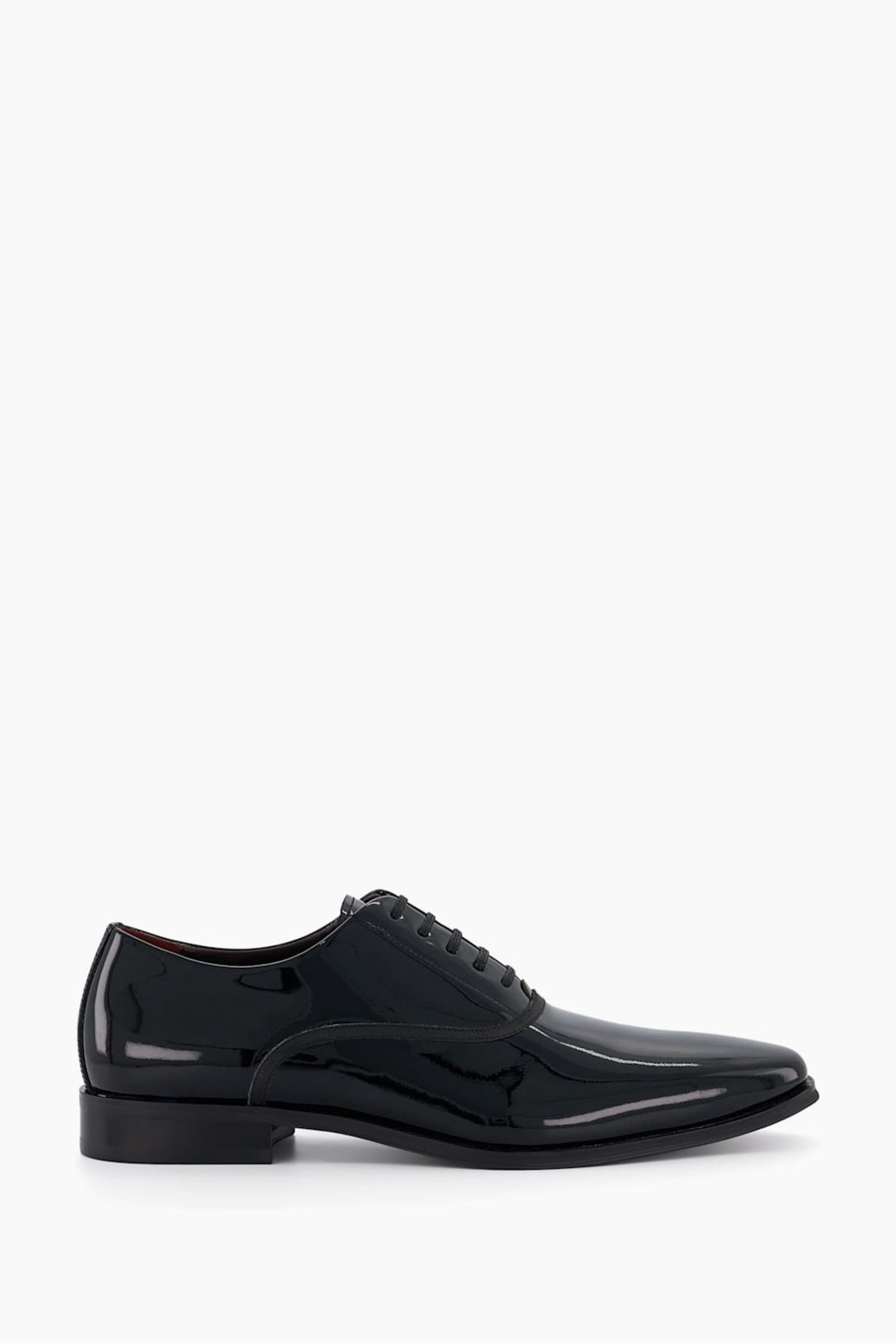 Dune London Black Wide Fit Swallow Patent Oxford Shoes - Image 2 of 6