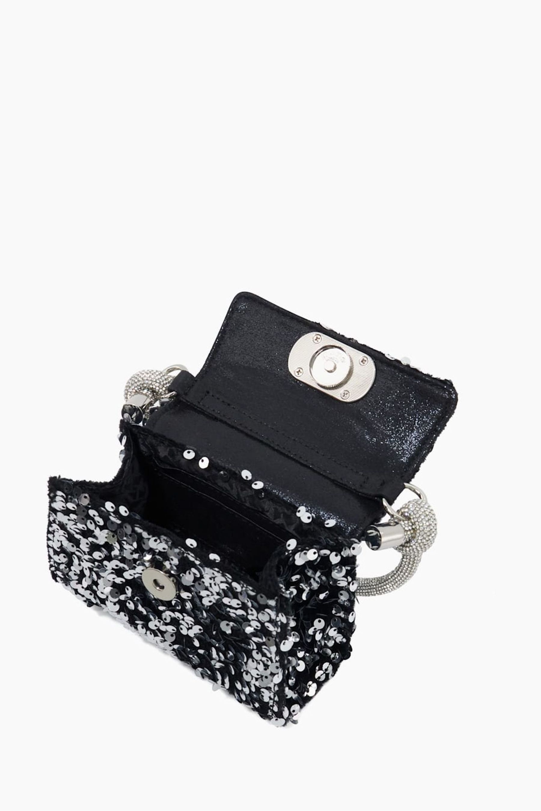 Buy Dune London Silver Sparkling Sequined Diamante Handle Micro Grab Bag from Next Luxembourg
