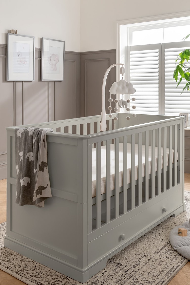 Mamas & Papas Grey Oxford Cot Bed - Image 1 of 10