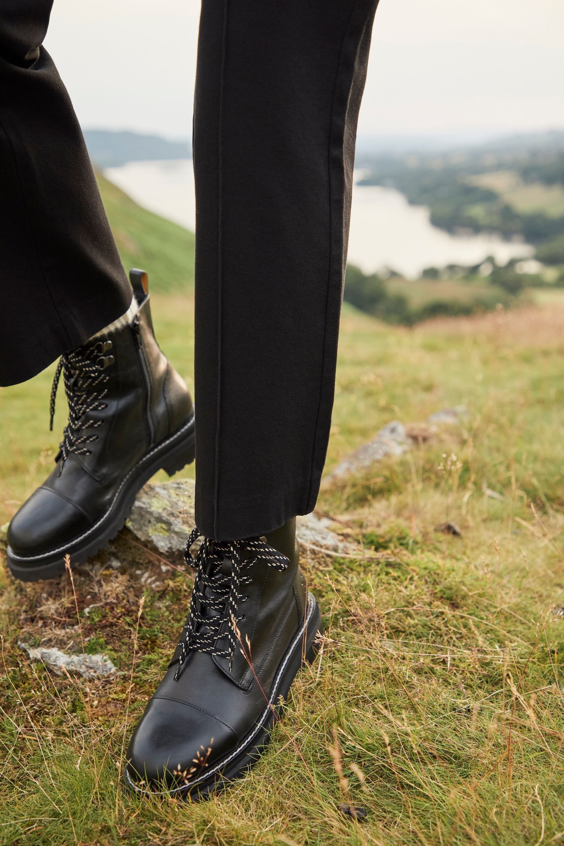 Walk london wolf lace up boots in black 2025