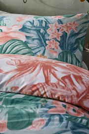 furn. Green Medinilla Tropical Reversible Duvet Cover And Pillowcase Set - Image 3 of 4