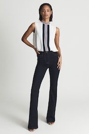 Reiss White Arya Printed Stripe Halter Blouse - Image 1 of 6