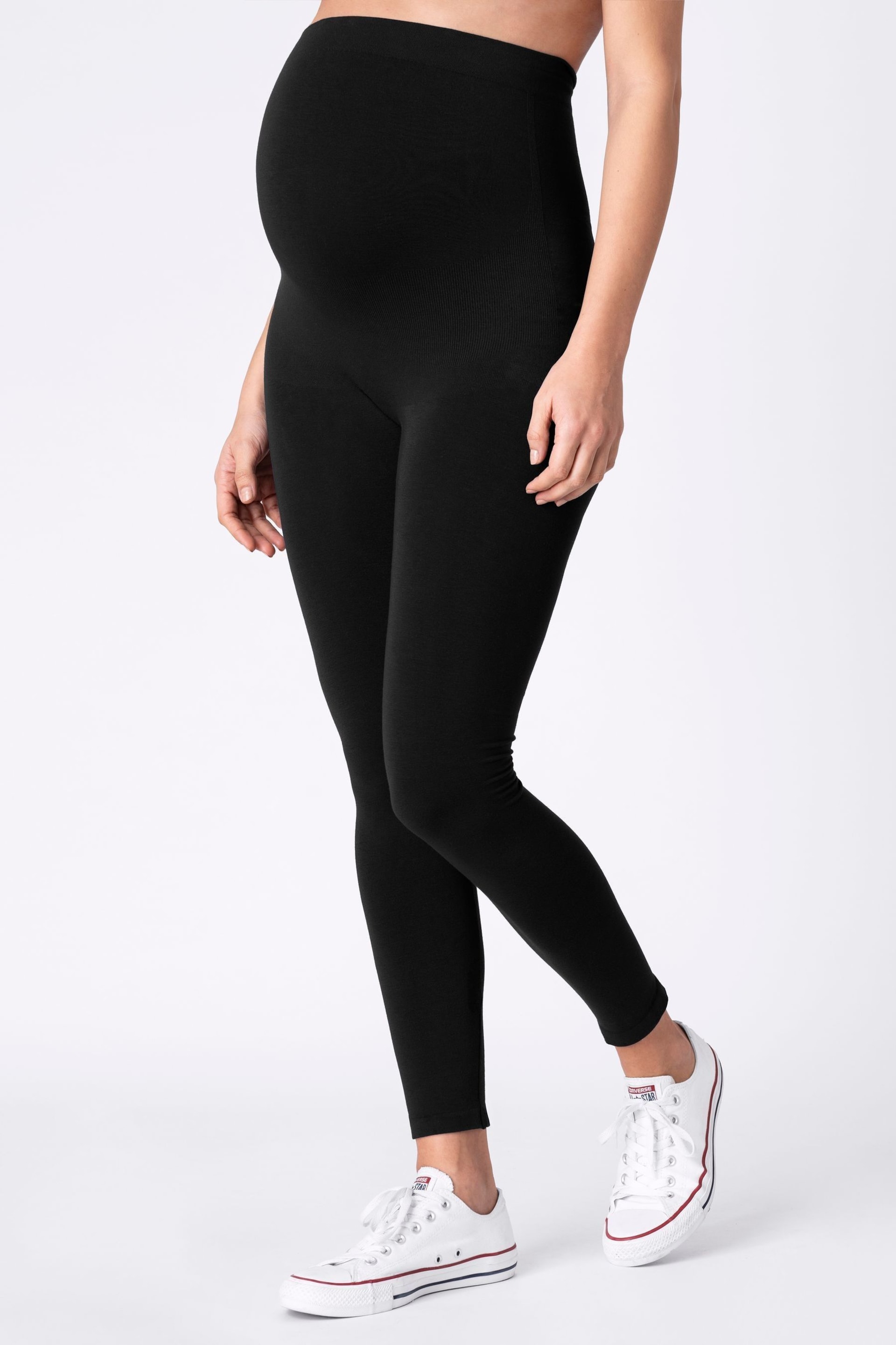Seraphine Black and Grey Bamboo Maternity Leggings – Twin Pack - Image 4 of 5