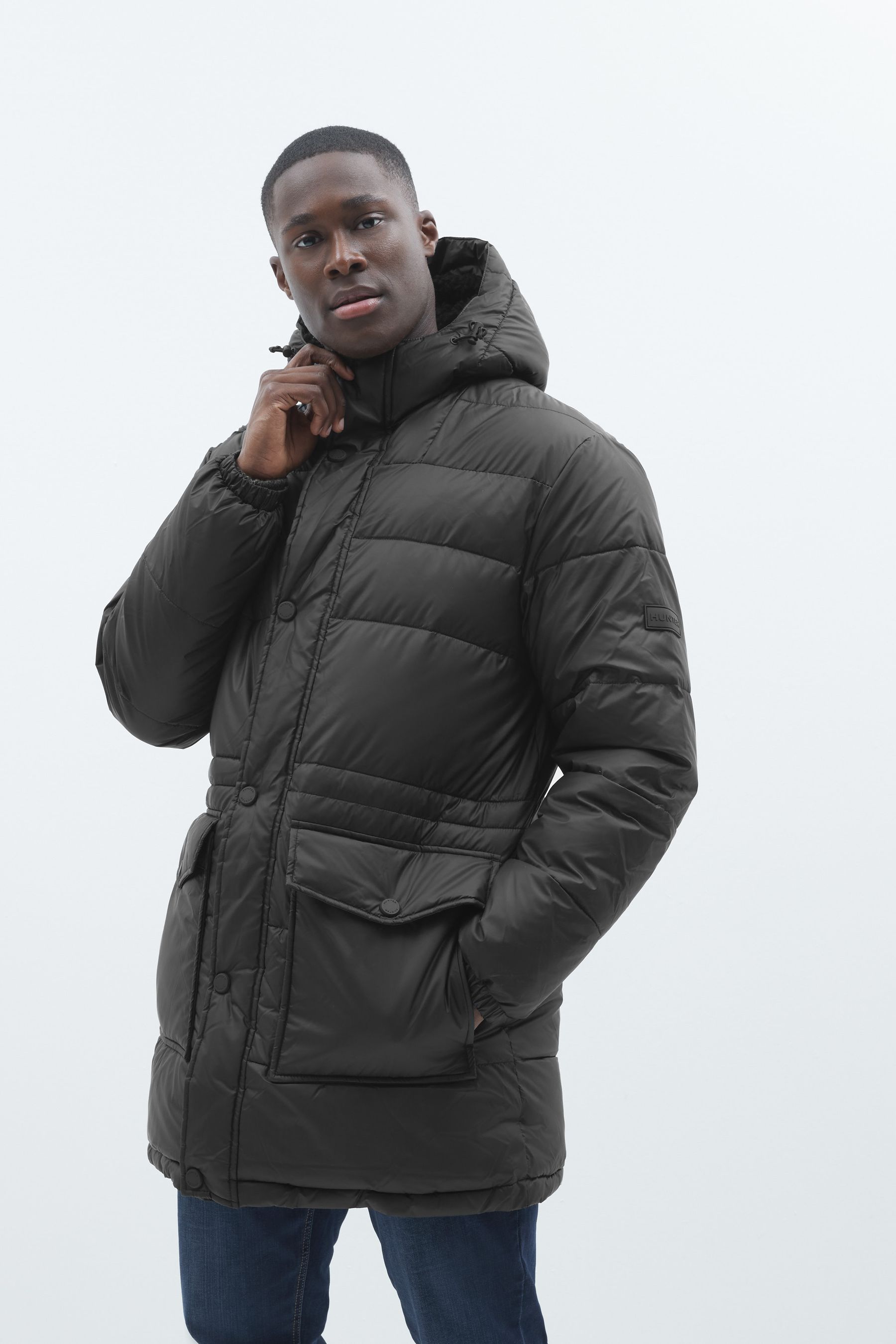 Buy Hunter Mens Black Intrepid Long Puffer Coat from Next Austria