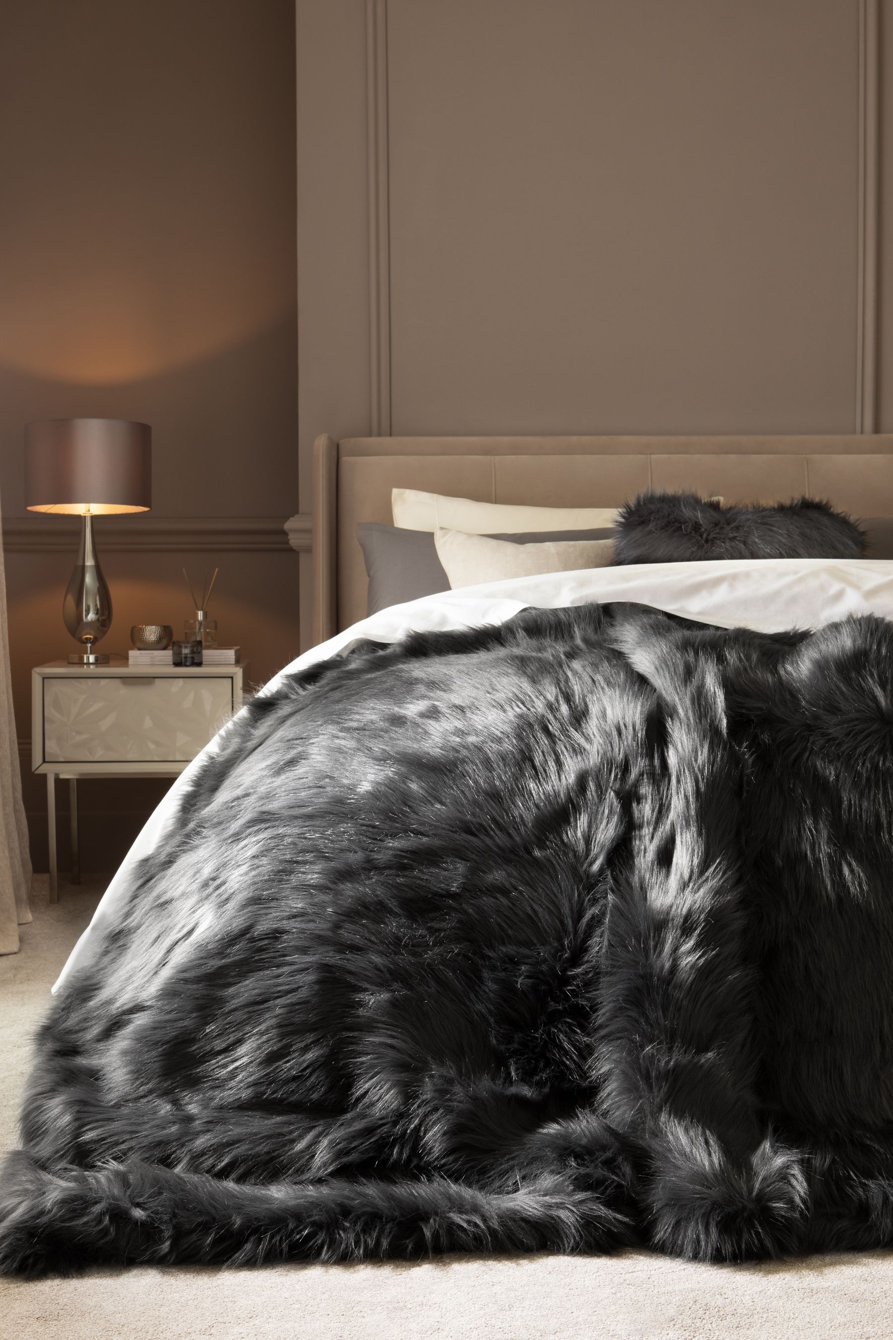 Charcoal faux fur throw outlet