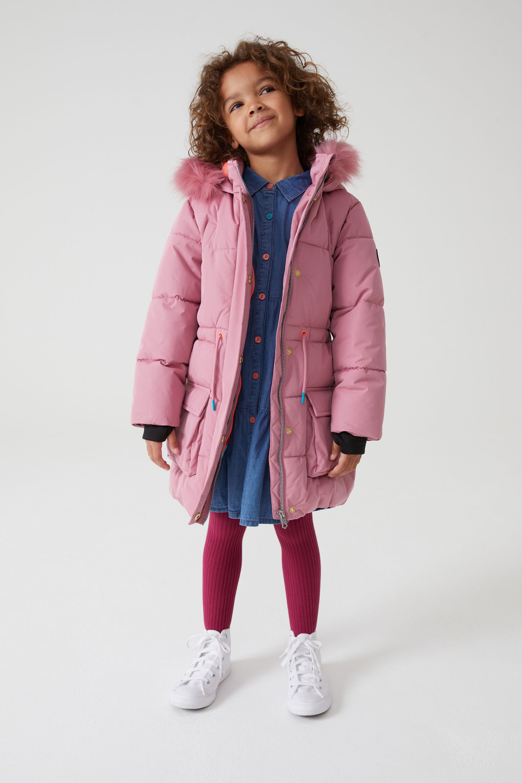Pink parka girls shop