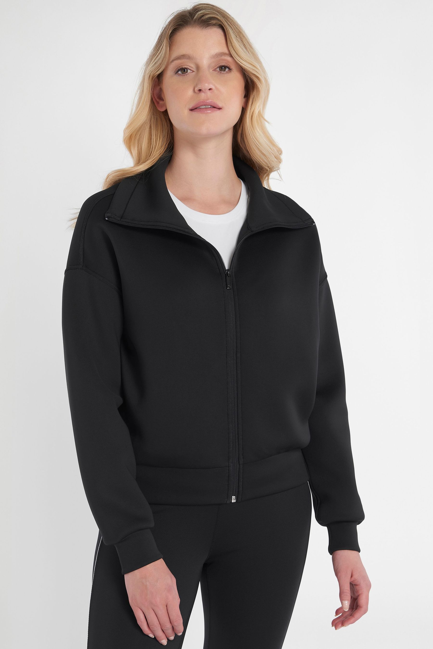 Buy Calvin Klein Golf Black Relax Full Zip Cropped Mid Layer Jumper from Next Luxembourg