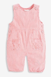 JoJo Maman Bébé Strawberry Seersucker Stripe Baby Dungarees - Image 1 of 1