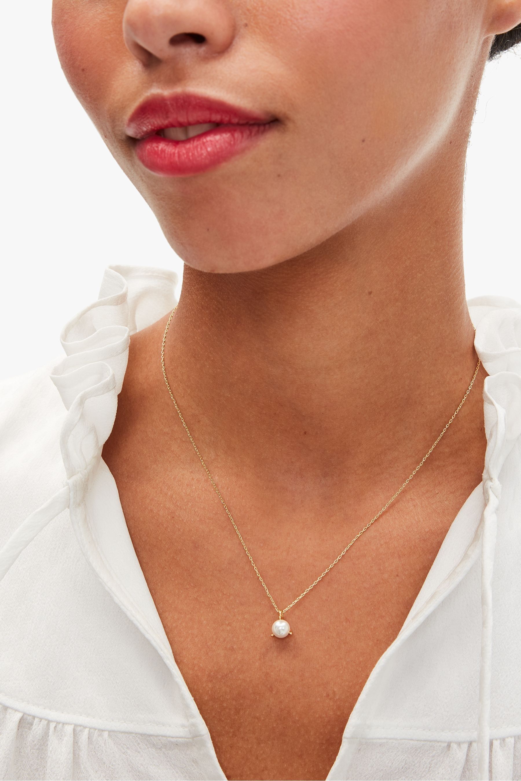 Kate Spade New York Gold Pearl Trio Prong Necklace