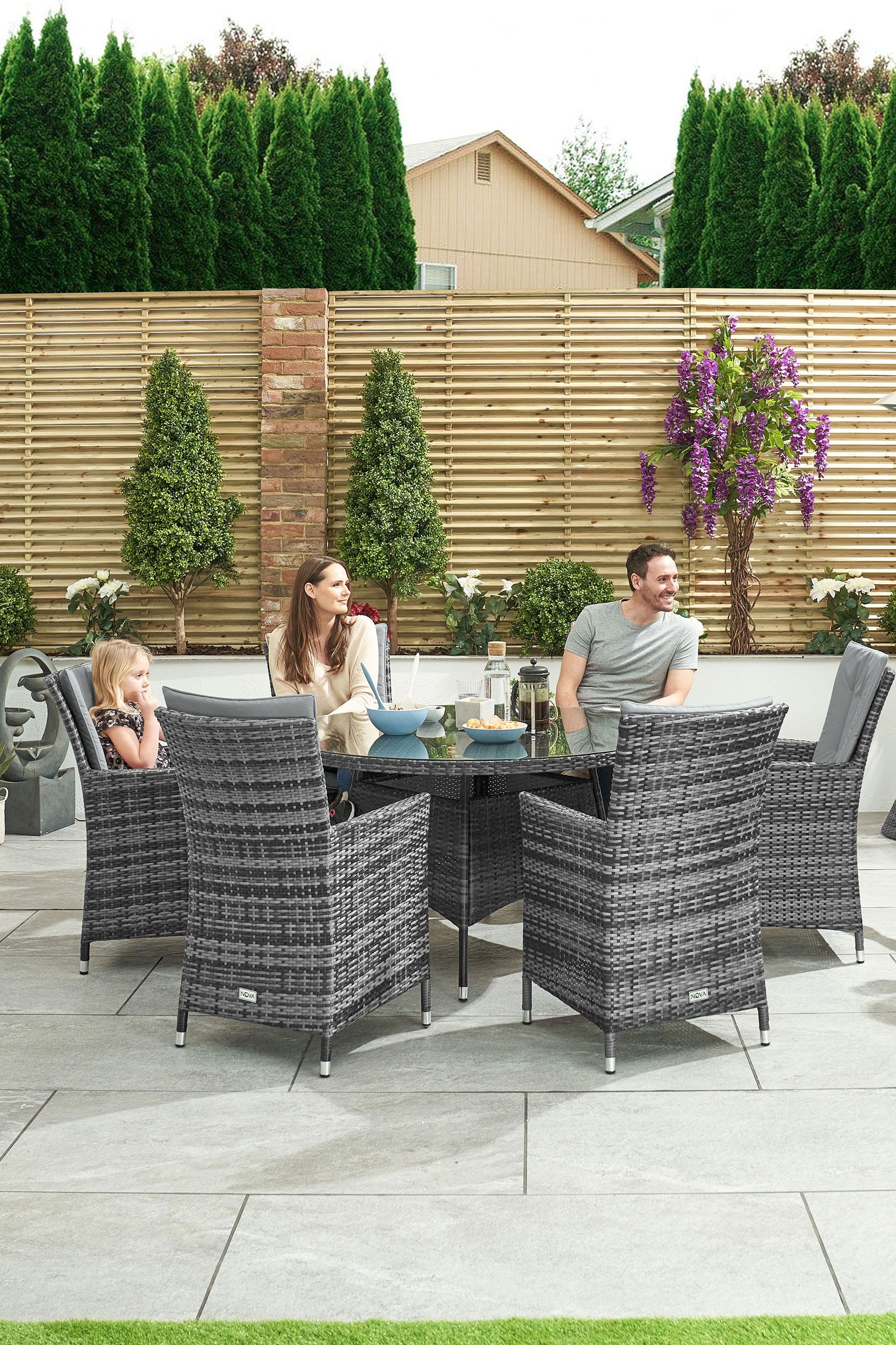Buy Nova Outdoor Living Grey Sienna 6 Seat Round Dining Set from the Next UK online shop