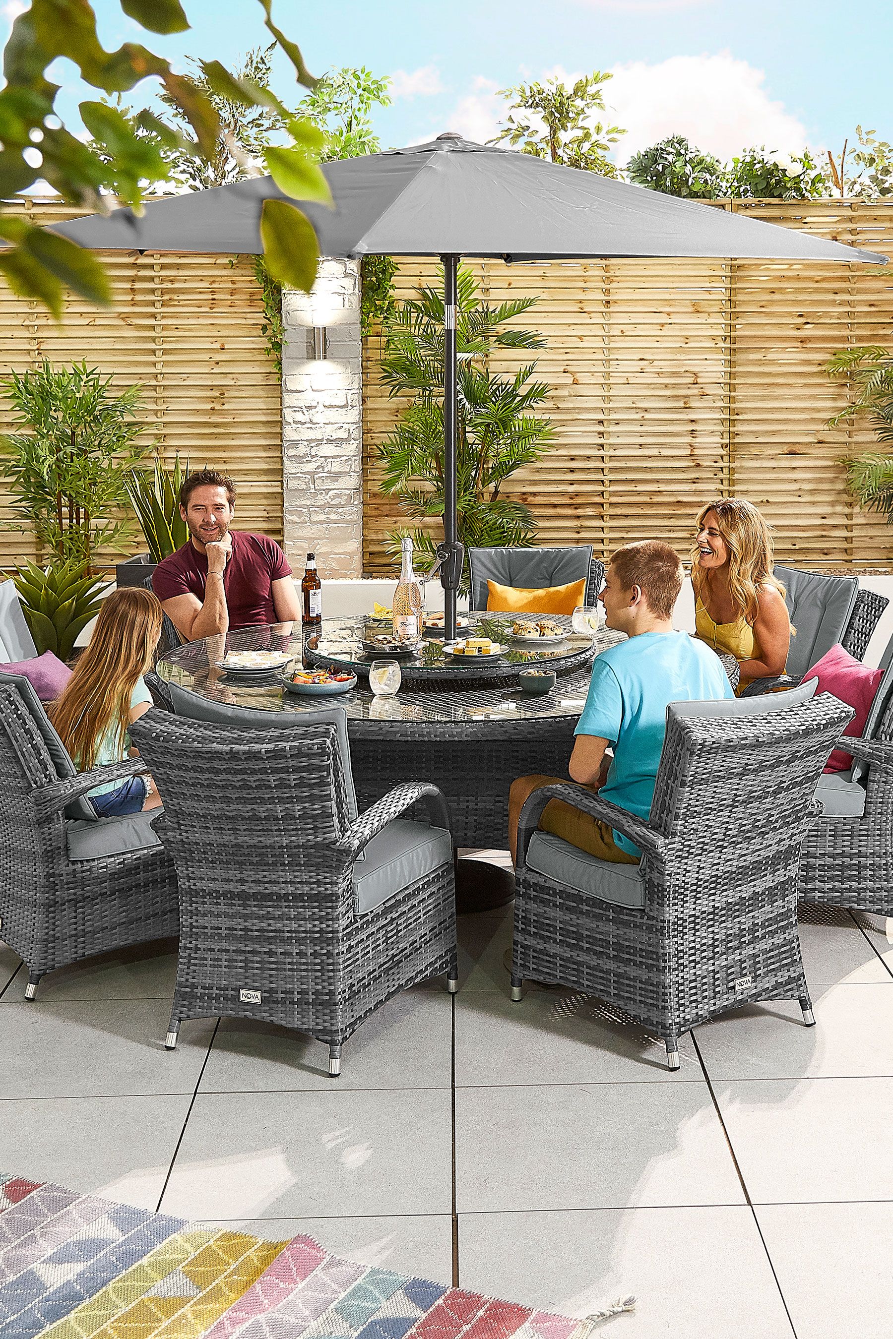 Nova Outdoor Living Grey Olivia 8 seater Round Dining Set