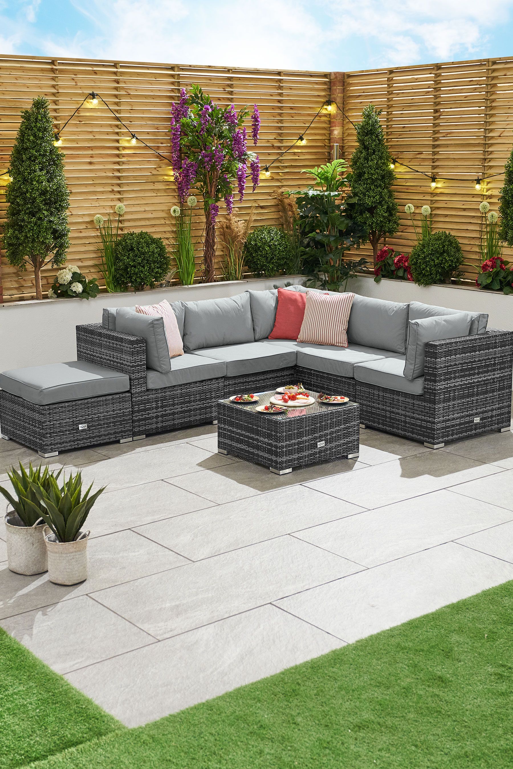 Buy Nova Outdoor Living Grey Chelsea Rattan Effect Corner Sofa Set from the Next UK online shop