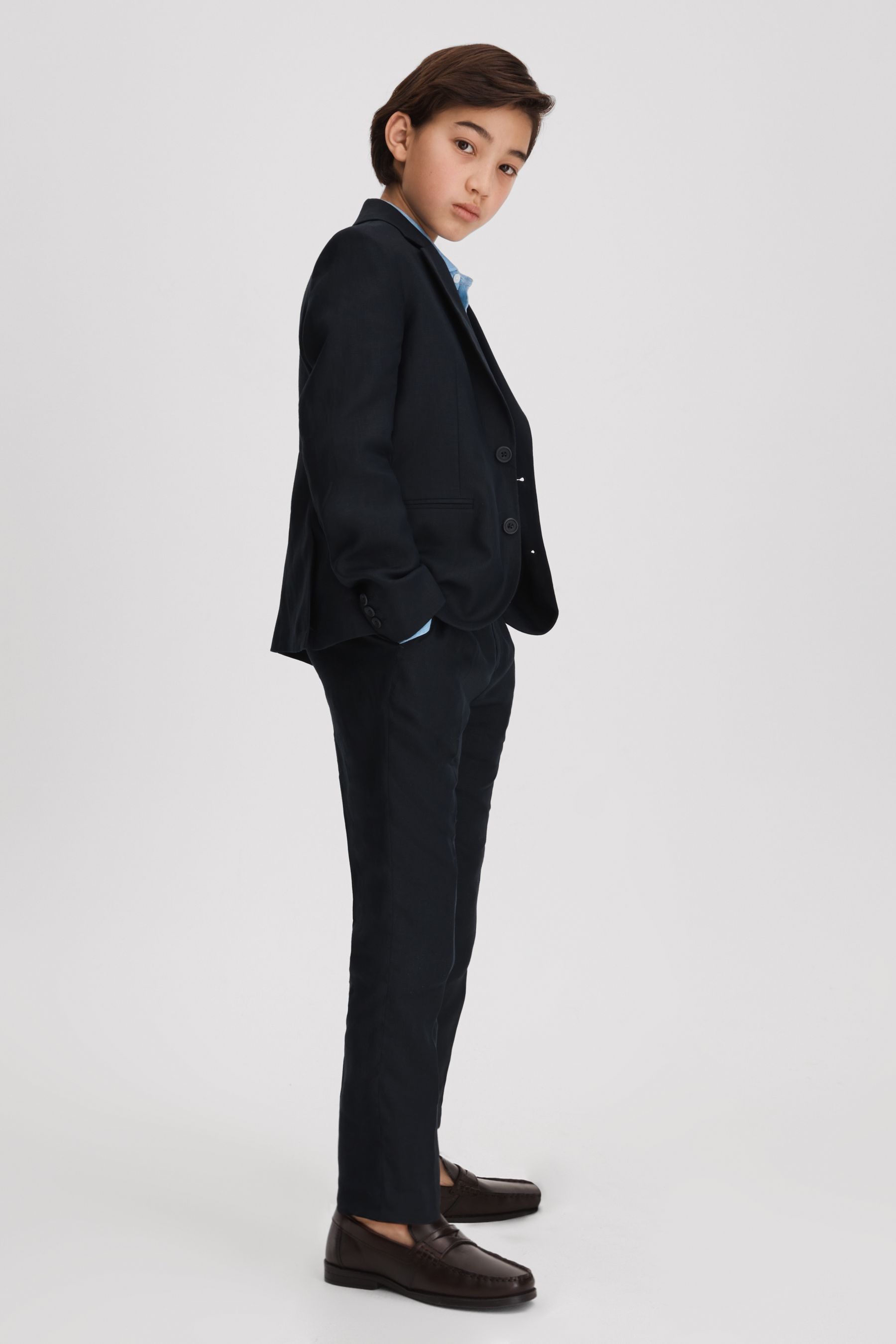 Buy Reiss Navy Kin 3 9 yrs Slim Fit Single Breasted Linen Blazer from the Next UK online shop