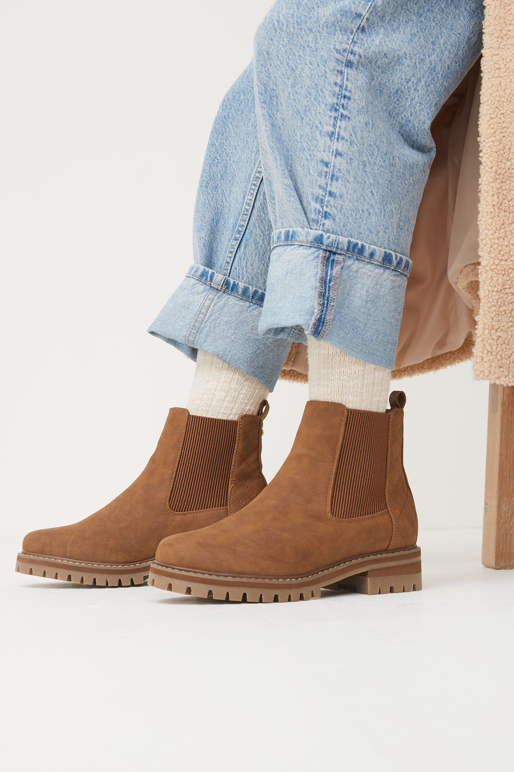 Buy Tan Brown Extra Wide Fit Forever Comfort Chunky Chelsea Boots from Next Luxembourg