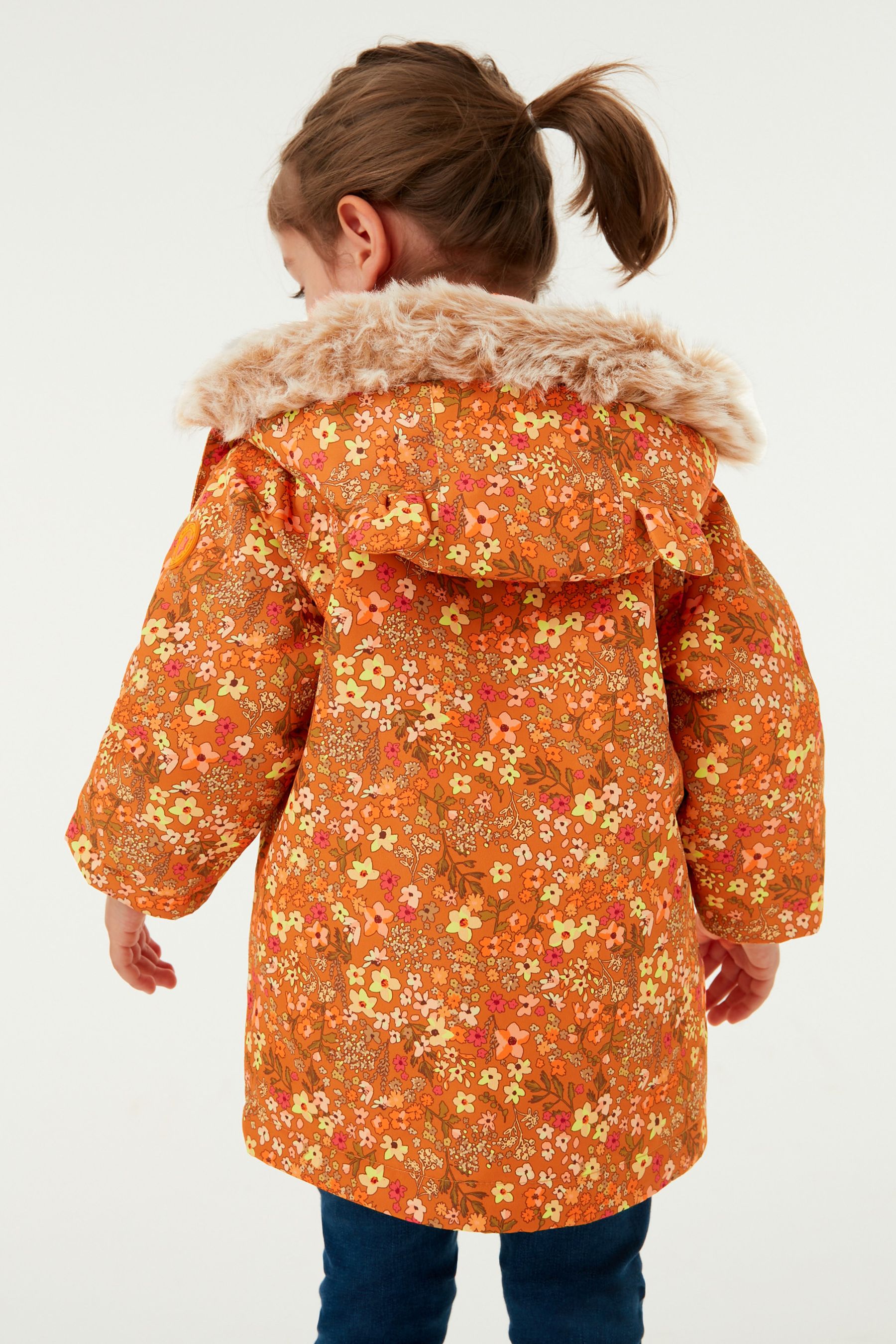 Buy Ochre Yellow Waterproof Printed Padded Coat With Faux Fur Hood 3mths 7yrs from Next Luxembourg