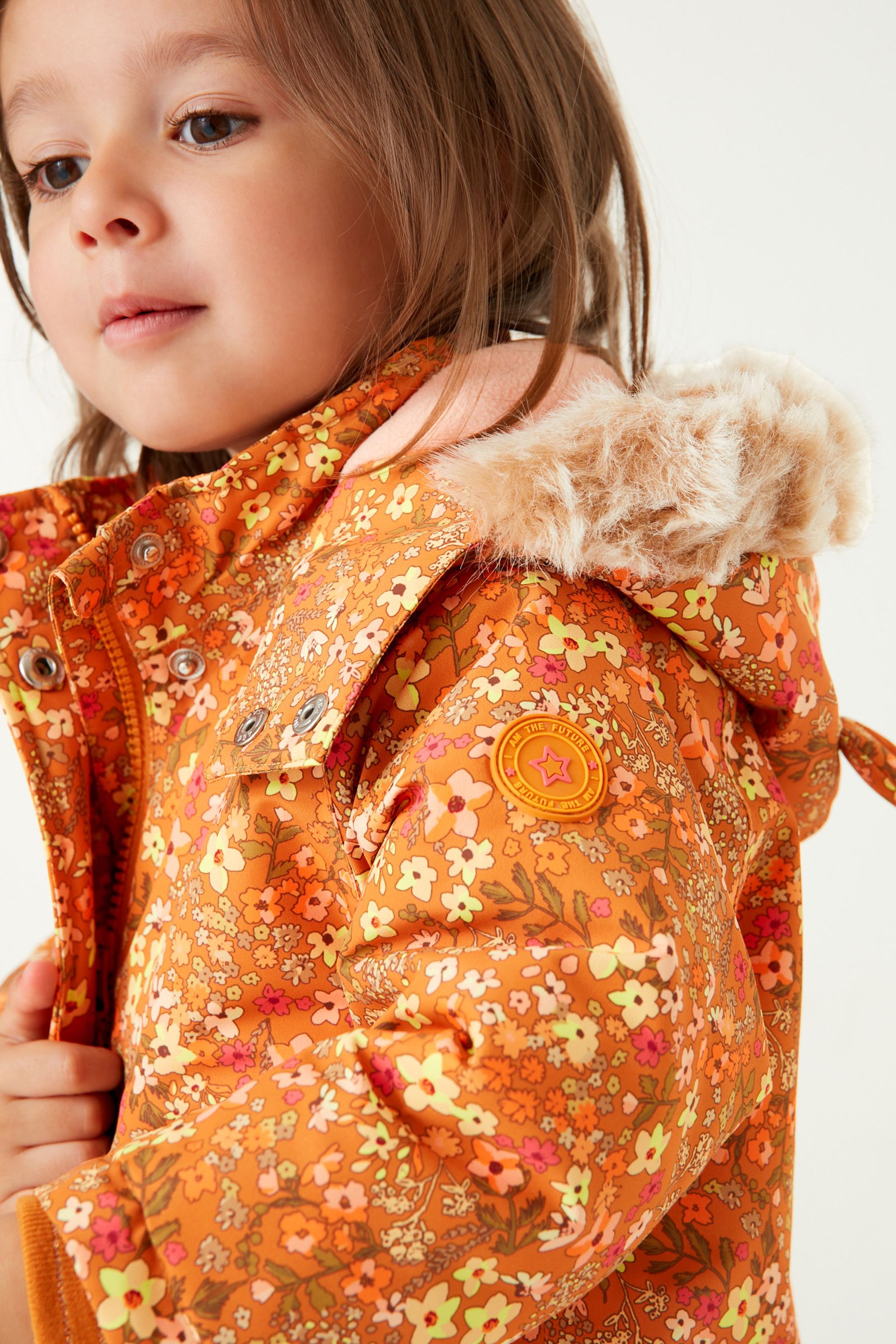 Buy Ochre Yellow Waterproof Printed Padded Coat With Faux Fur Hood 3mths 7yrs from Next Luxembourg