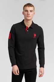 U.S. Polo Assn. Black Player 3 Regular Fit Long Sleeve Polo Shirt - Image 1 of 5