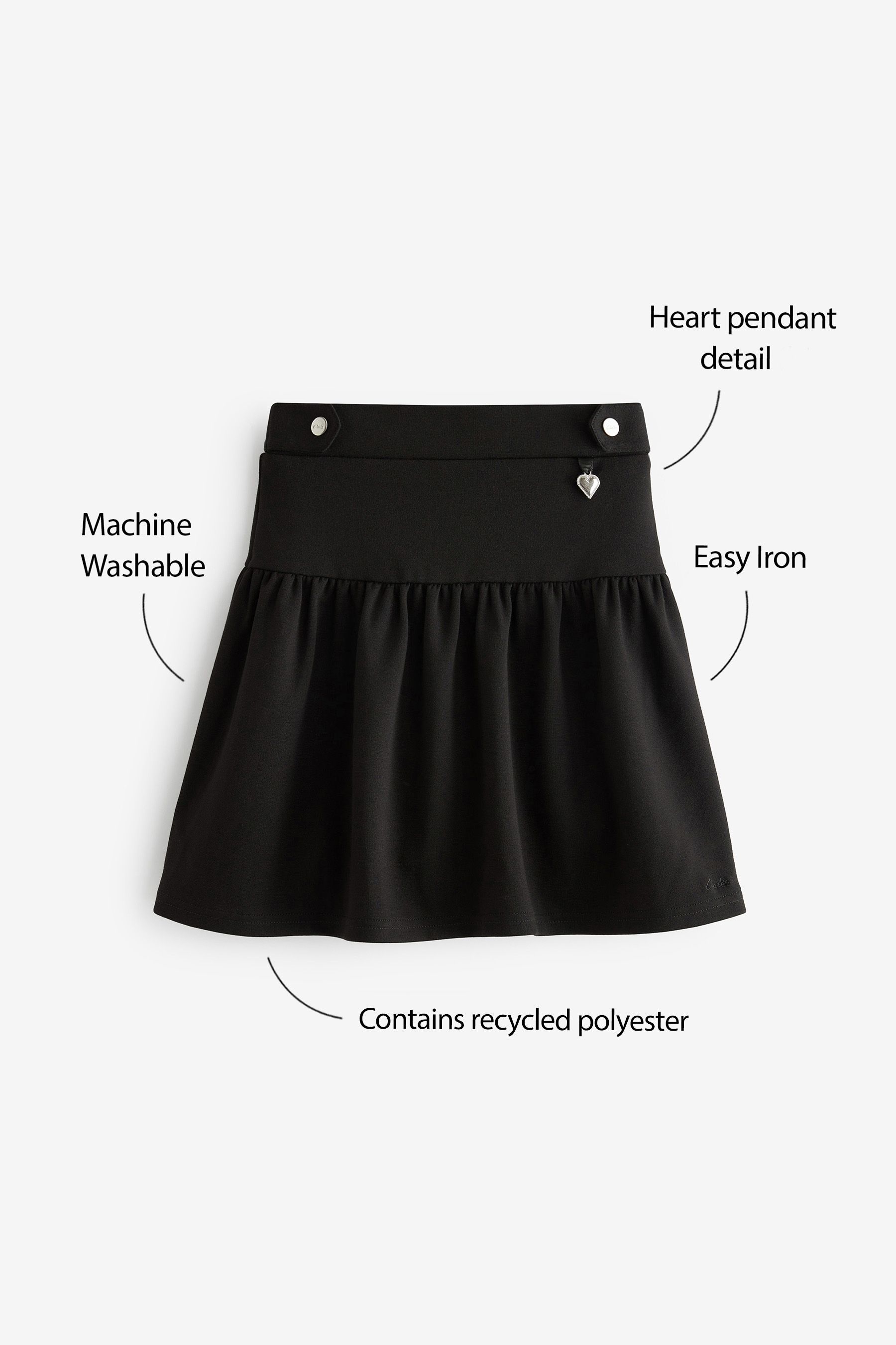 Clarks Black School Skater Skirt