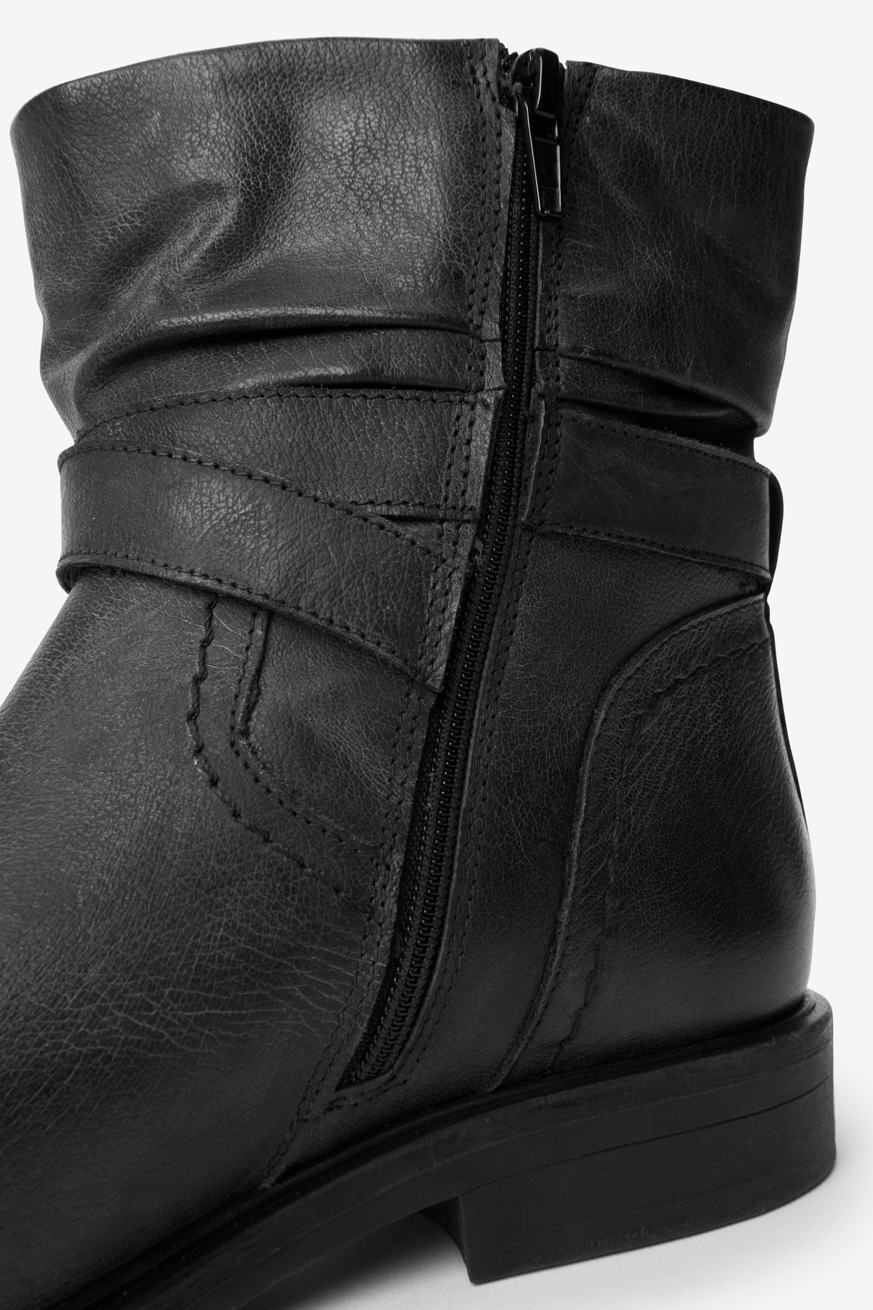 Buy Black Signature Leather Slouch Ankle Boots from Next Luxembourg