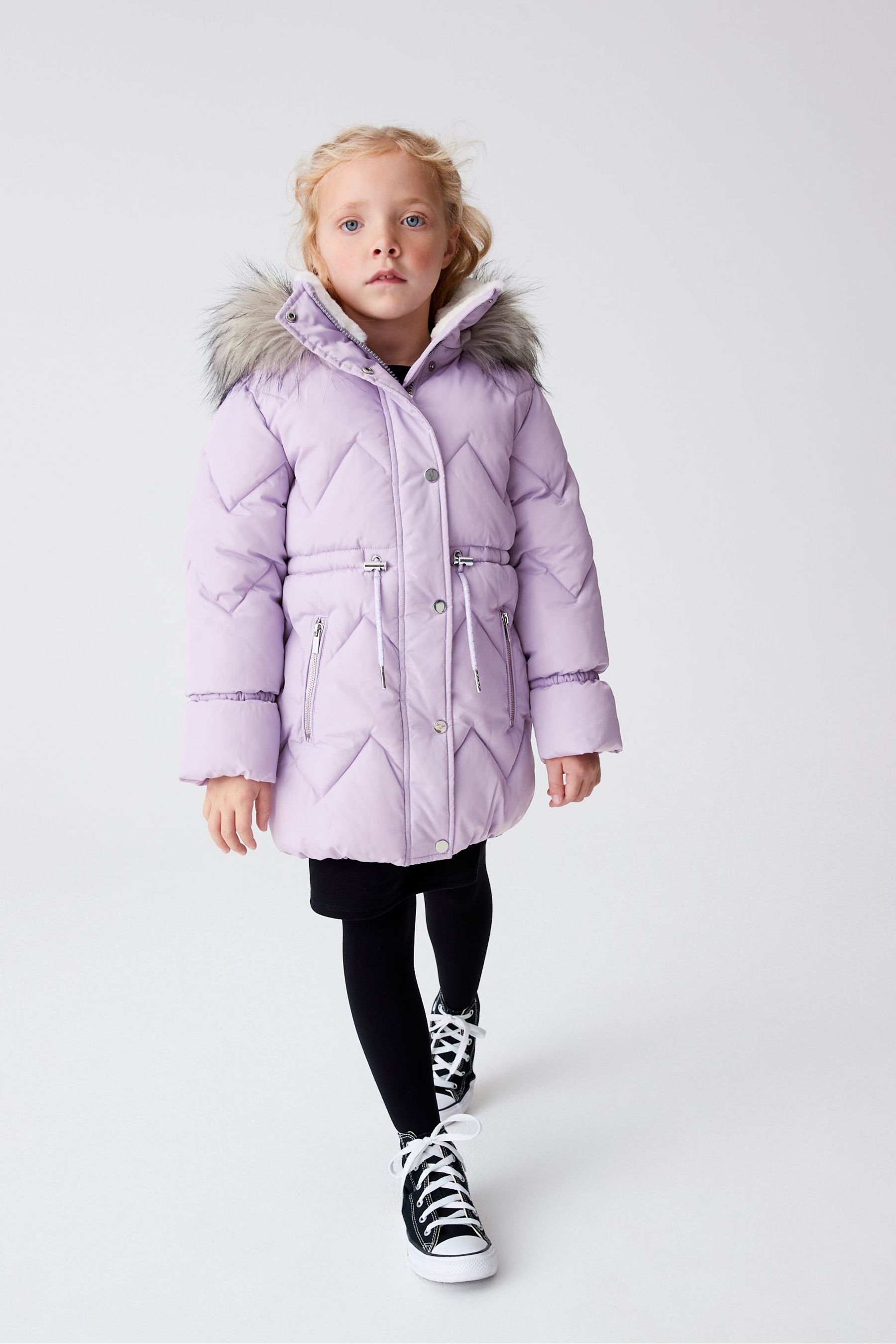 Buy Lilac Purple Faux Fur Trim Shower Resistant Coat 3 16yrs from Next Belgium