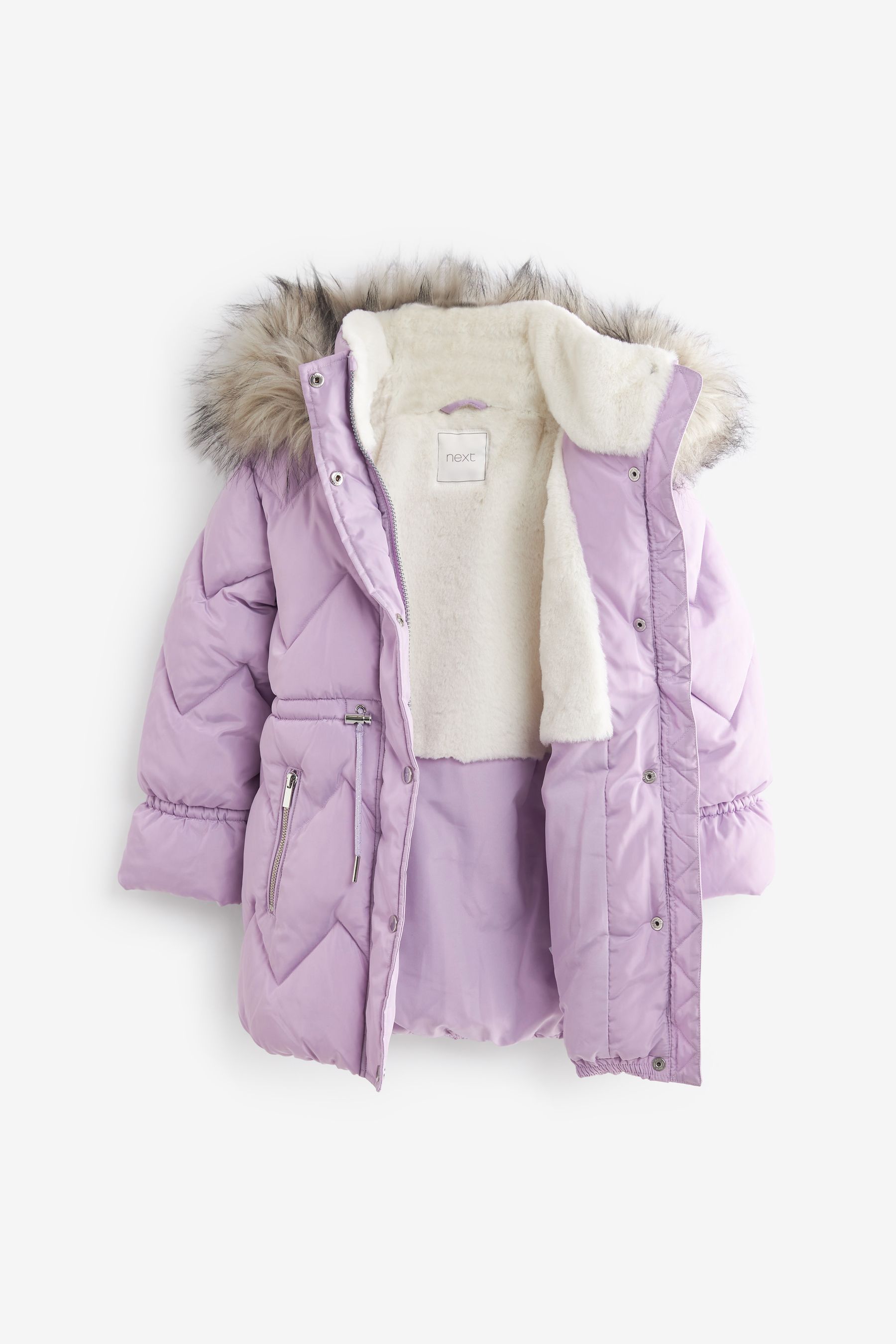 Buy Lilac Purple Faux Fur Trim Shower Resistant Coat 3 16yrs from Next Luxembourg
