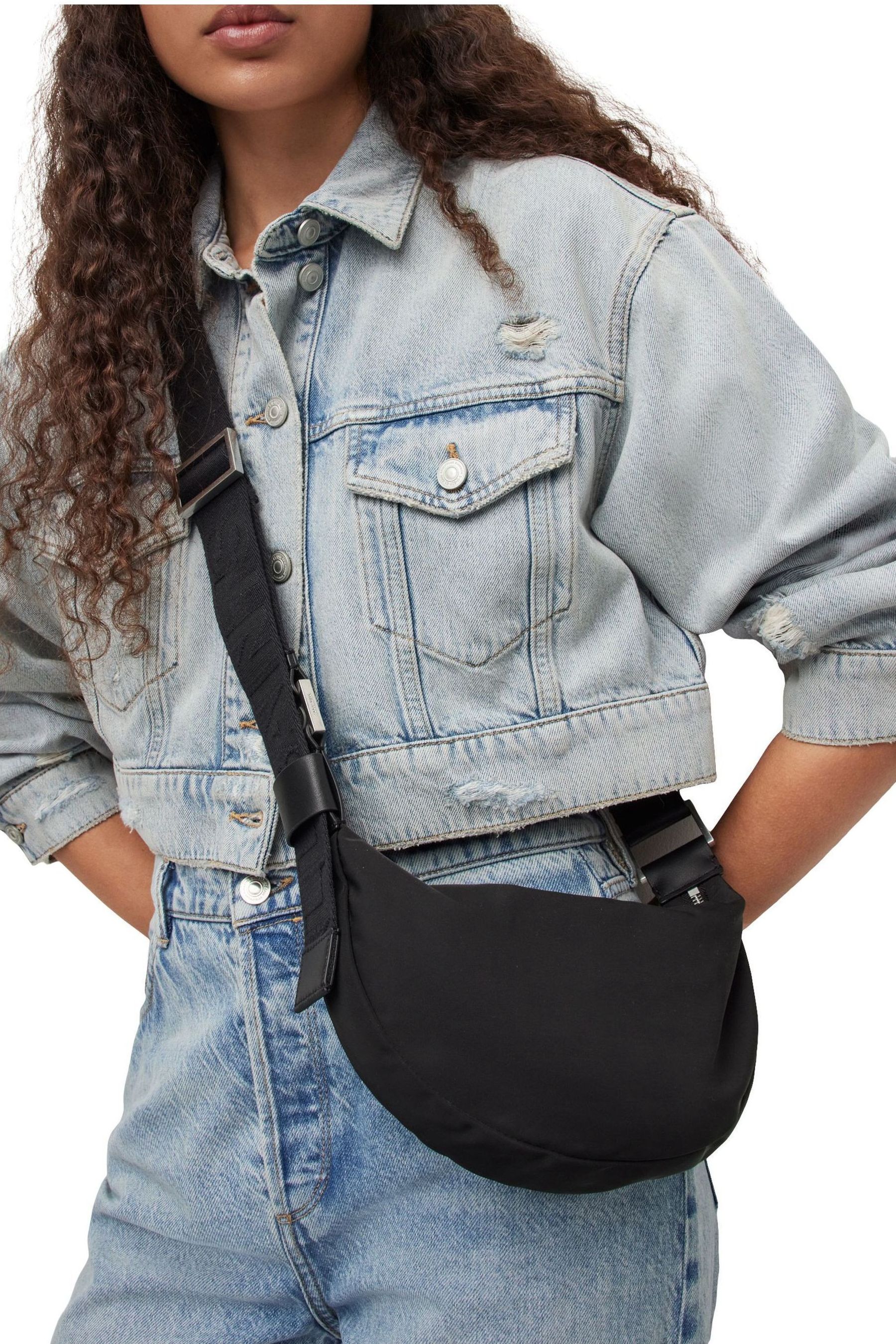 Buy AllSaints Black Half Moon Nylon Cross Body Bag from Next USA