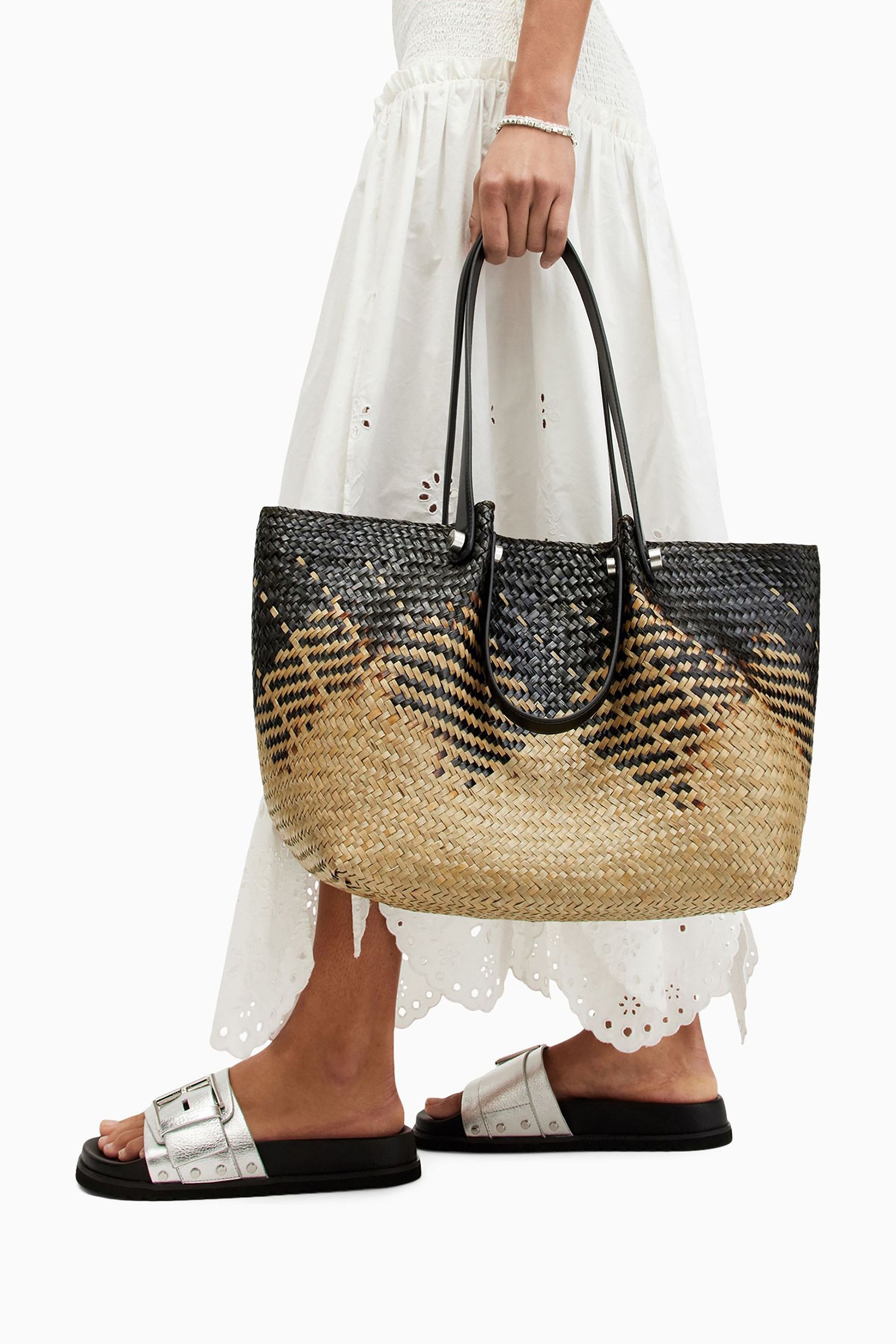 Buy AllSaints Black Allington Straw Tote Bag from Next Ukraine