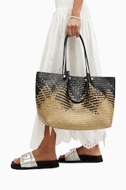 AllSaints Black Allington Straw Tote Bag - Image 1 of 7