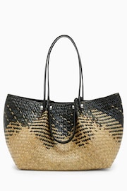 AllSaints Black Allington Straw Tote Bag - Image 2 of 7