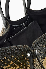 AllSaints Black Allington Straw Tote Bag - Image 7 of 7