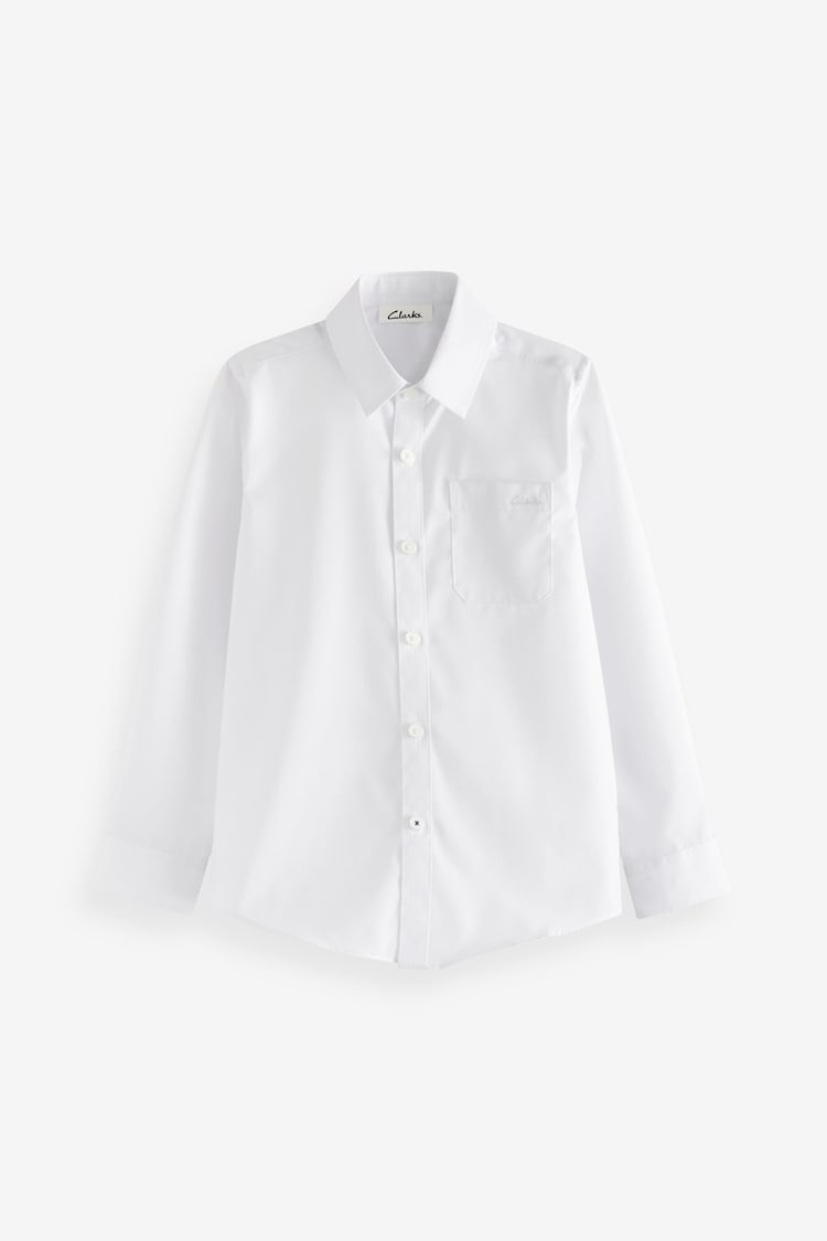 Clarks White Long Sleeve Clarks Boys School Shirts 2 Pack - Image 2 of 10